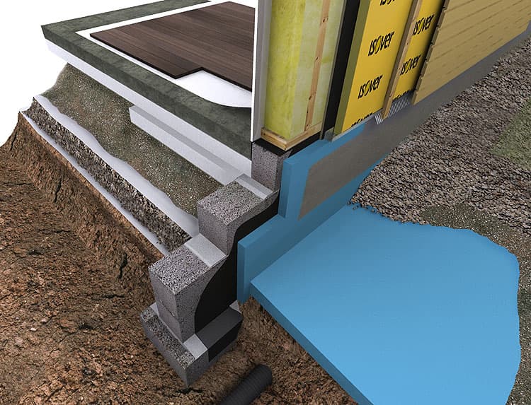 Alapohjan eristys tulee asentaa riittävän paksuksi kerrokseksi. Routaeristys ulotetaan riittävälle etäisyydelle rakennuksen ulkopuolelle.