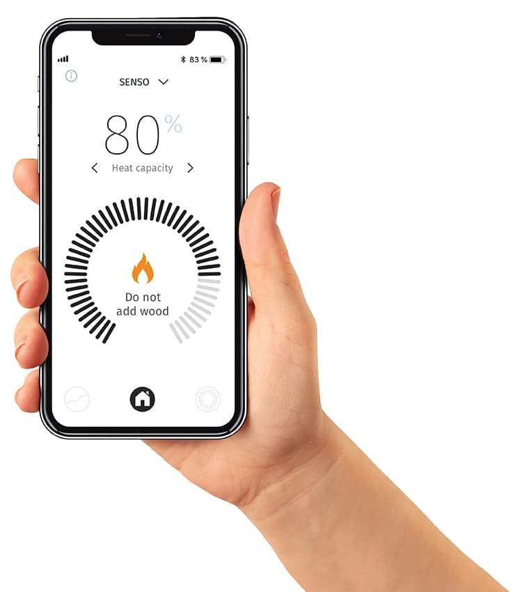 Tulikivi Senso -sovellus neuvoo takan lämmittämisessä.