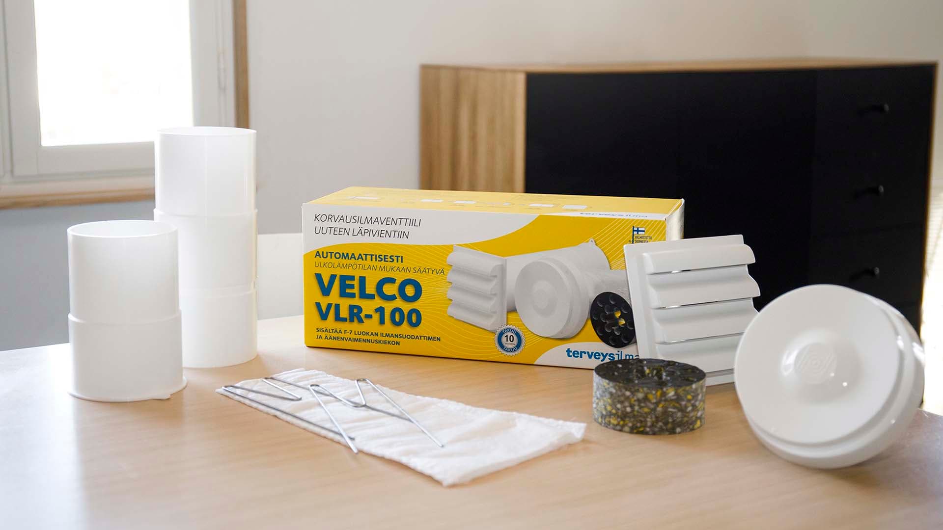 <p data-block-key="hlwin">Velco VLR-100 korvausilmaventtiili on helppo ja nopea asentaa seinälle 105 mm rasiaterää käyttäen. Velco VLR-100 -tuotekokonaisuus sisältää termostaatilla varustetun Velco-korvausilmaventtiilin, tehokkaan suodattimen, ulkoritilän, äänenvaimennuskiekon sekä jatko- ja seinäputket.</p>