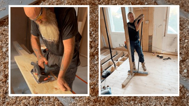 David Myers ja Vilja Schepel sekä purueristetty lattia joka on auki